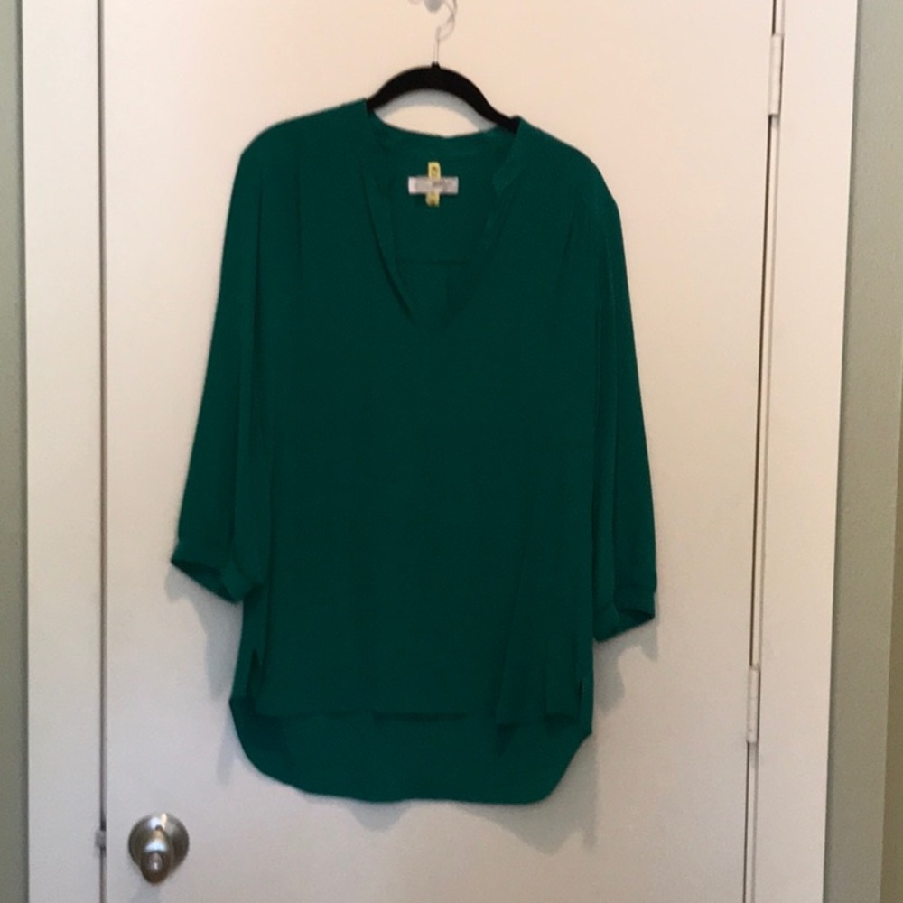 Green silk blouse